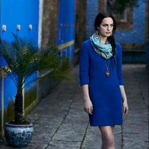 $148 GANNI Dress Blue Quarter Sleeve Mini Size XS